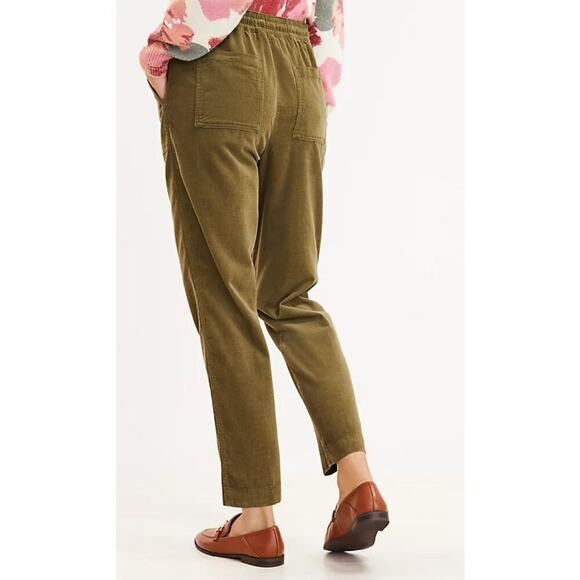 Ann Taylor LOFT Women's High Rise Drawstring Corduroy Jogger Pants Size L Green - Picture 3 of 9
